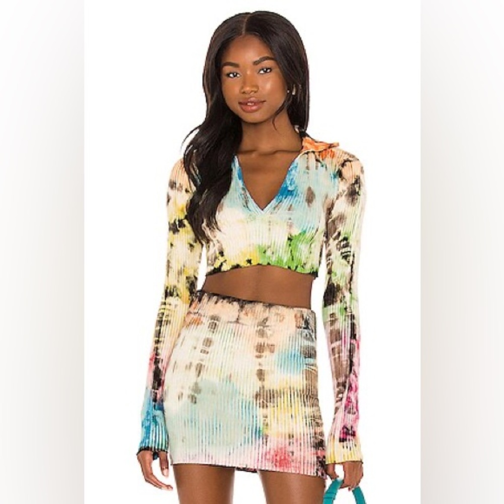 Cotton Citizen X Revolve Ibiza Cropped Polo Shirt Kaleidoscope Sky